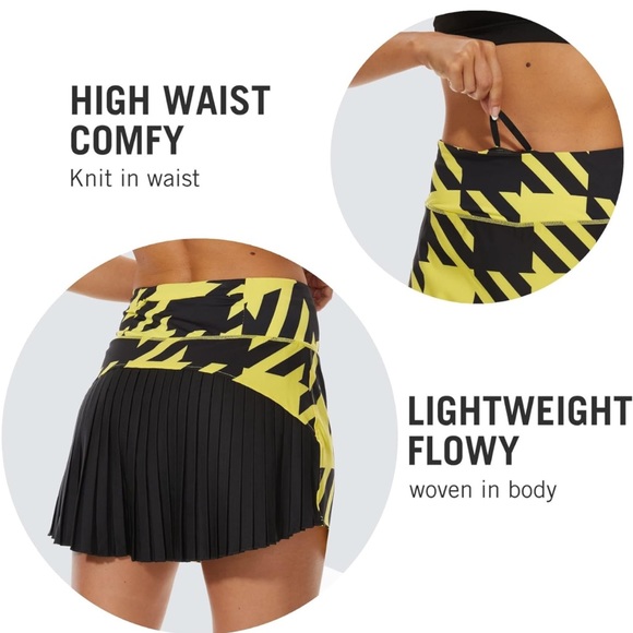 Plaid Pleated Tennis Skirt XL Yellow/Black - Picture 5 of 9